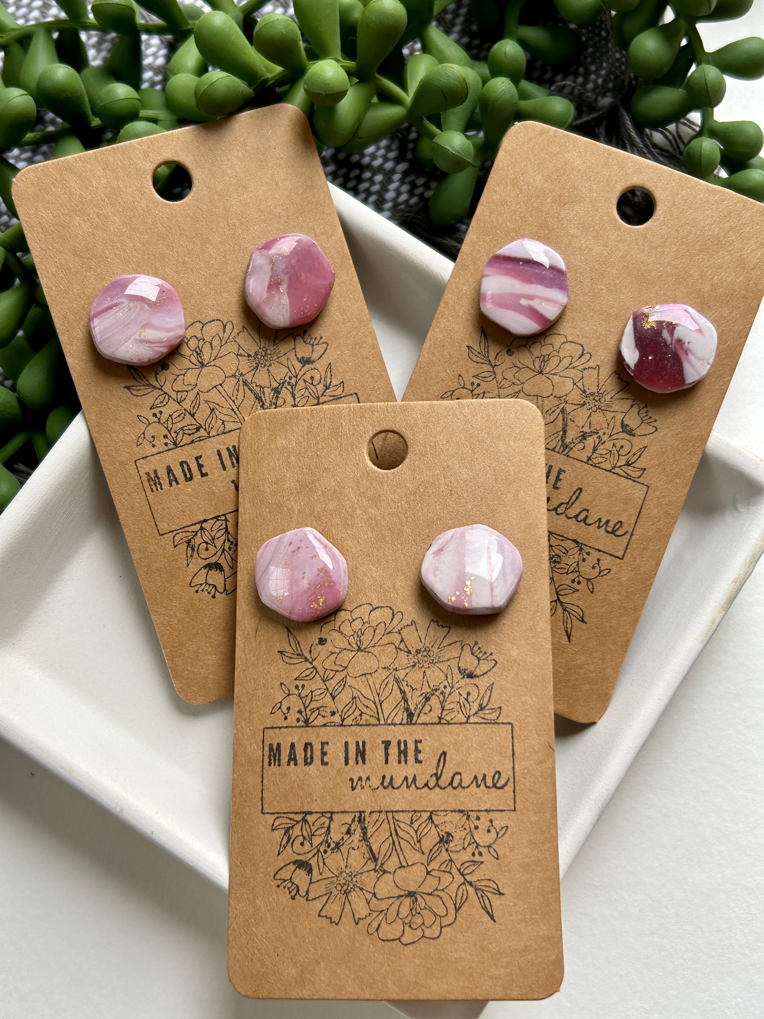 Organic Hexagon Stud