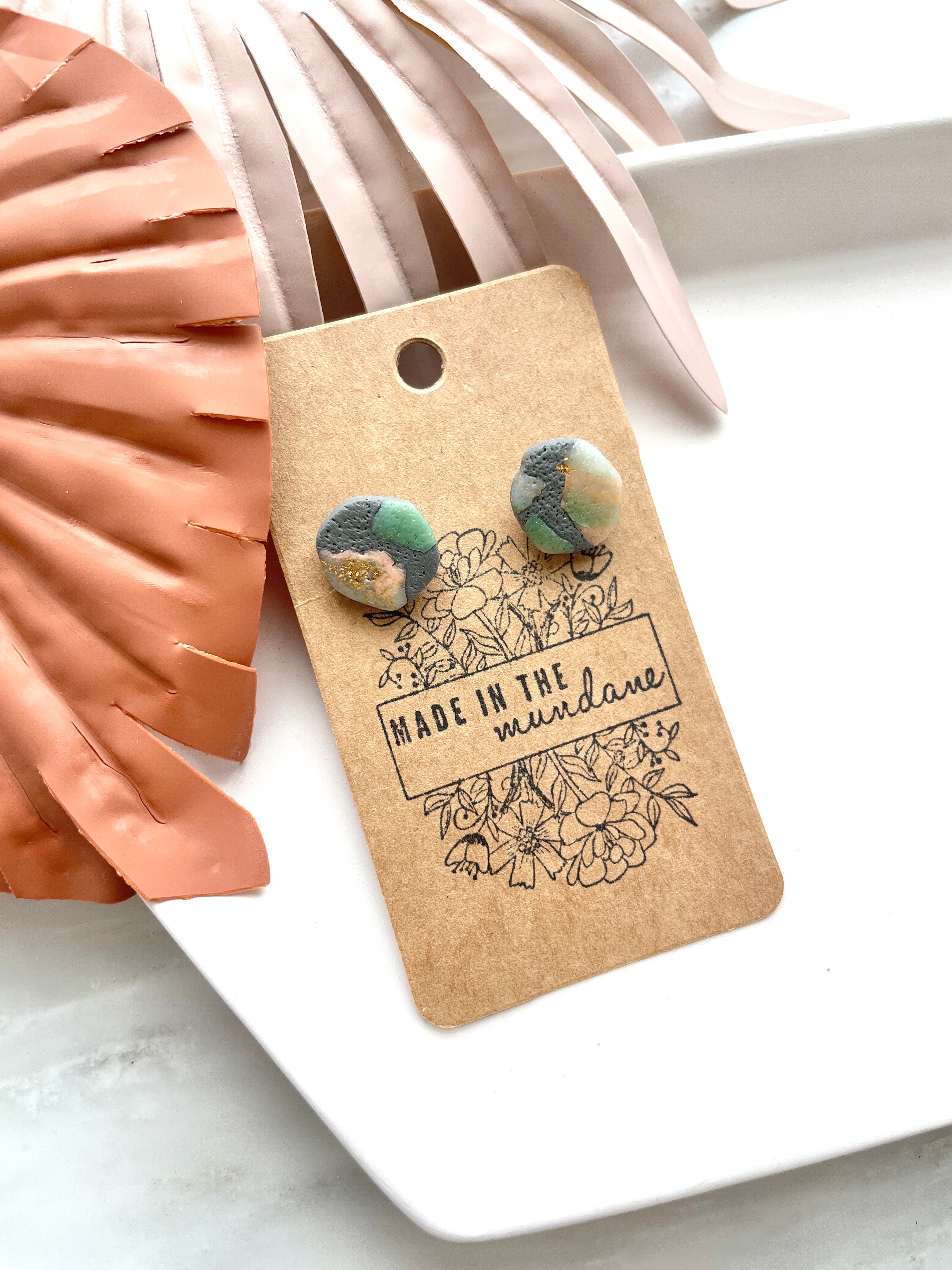 Organic mini hexagon stud